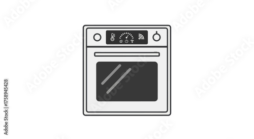Modern Built-in Electric Oven with Digital Display and Glass Door.
