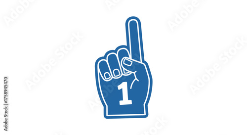 Blue Foam Finger with Number One Pointing Up.