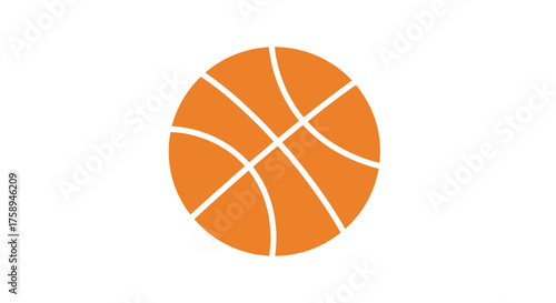 Orange Basketball with White Lines Sport Equipment Round Ball.
