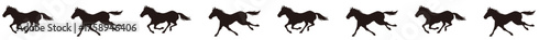 走る馬のシルエットエンドレスライン／疾走する馬の連続デザイン