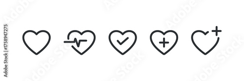 Heartbeat icon. Medical heart sings vector