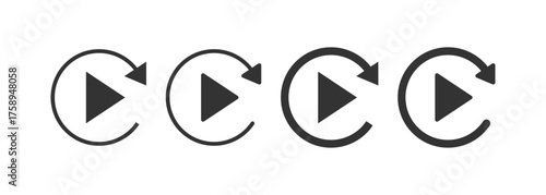 Replay video, movie for media line icon. Vector illustration desing.