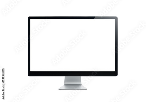 Modern computer monitor isolated PNG on transparent background, sleek display for graphic design and presentations