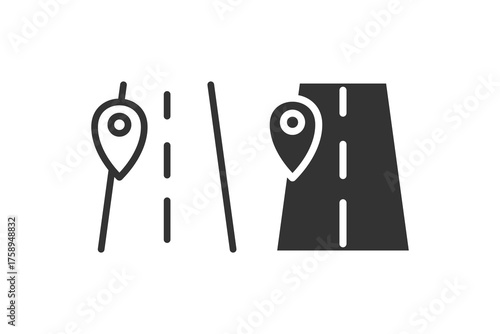 Route line icon. Road and pin. Vector illustration desing.