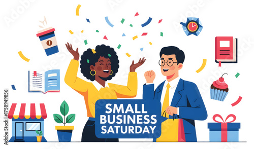 Celebrate Small Business Saturday with festive graphics and vibrant illustrations