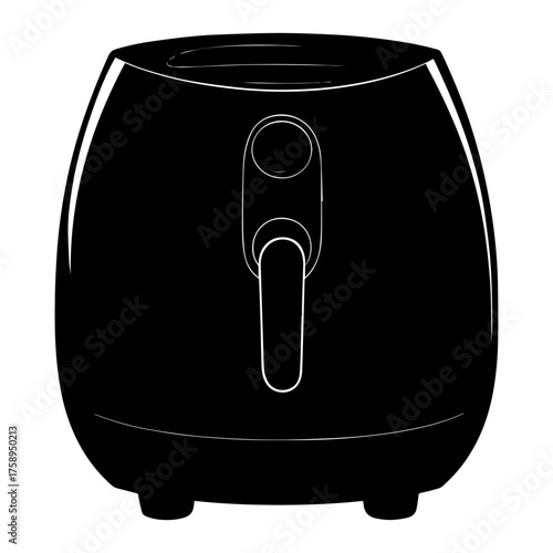 Air Fryer Icon – Black and White Kitchen Appliance Vector. Stylized Air Fryer Machine Illustration. Household Cooking Device Icon.