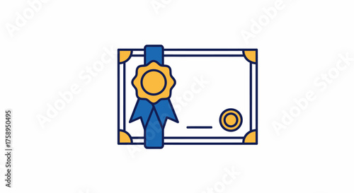 Colorful Illustrated Certificate with Blue Ribbon and Seal.