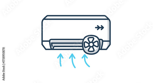 Modern Split System Air Conditioner Unit with Cooling Airflow.