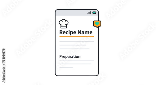 Smartphone Displaying Recipe App with Chef Hat Icon and Shield.