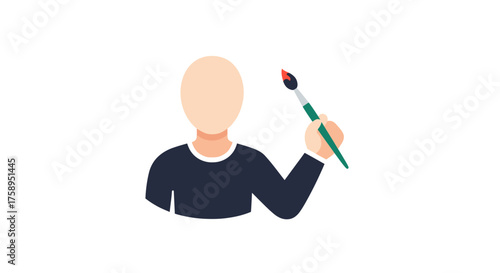 Simplified Illustration of a Person Holding Paintbrush.