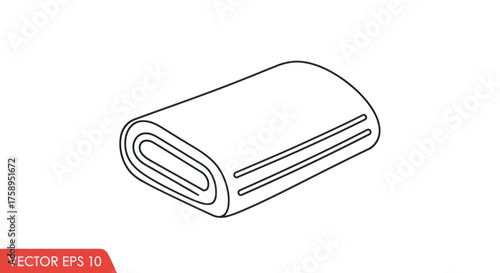 Simple Black and White Rolled Towel Illustration.