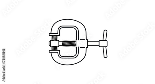 Detailed Illustration of a C-Clamp with Screw Mechanism.