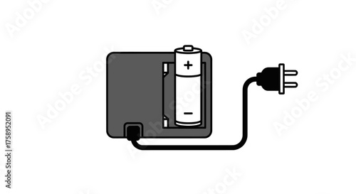 Battery Charger with Single AA Battery and Plug.