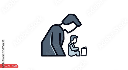 Adult teaching a child to read from a book.