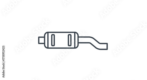 Simple Line Art Illustration of a Car Exhaust Muffler.