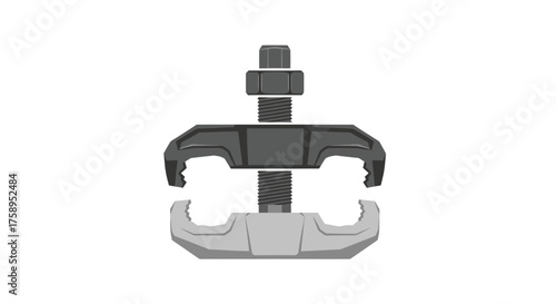 Industrial Metal Clamp with Bolt and Nut Fastener.
