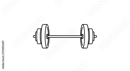 Simple Black and White Barbell Weightlifting Equipment Illustration.