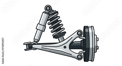 Automotive Suspension System Illustration with Shock Absorber and Coil Spring.