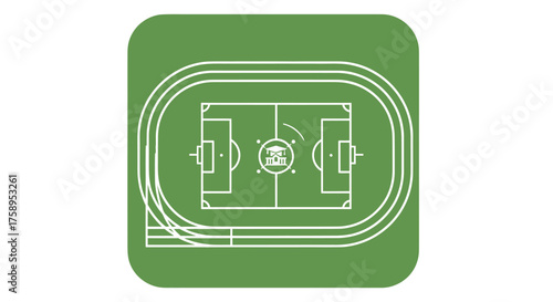 Overhead View of a Green Football Field and Track.