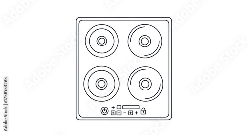 Modern Electric Cooktop with Four Burners and Controls.