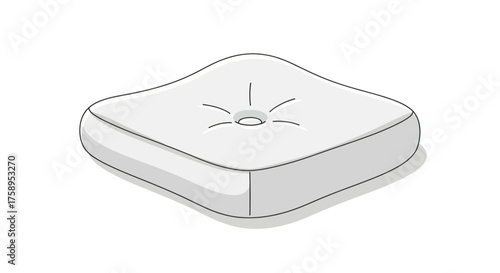 Square White Cushion with Button Detail Soft Pillow for Seating.