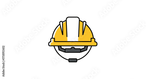 Yellow Construction Safety Hard Hat Icon.