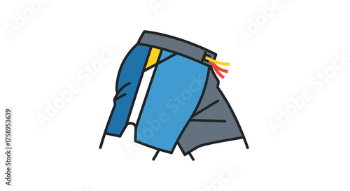 Cartoon Illustration of a Blue and Gray Climbing Harness.