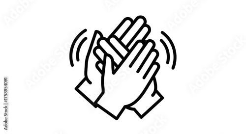 Simple Black and White Illustration of Clapping Hands.