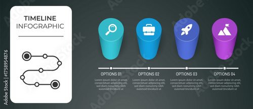 Progress bar featuring 4 arrow-shaped elements, symbolizing the four stages of business strategy and progression. Clean timeline infographic design template. Vector for mobile presentation.