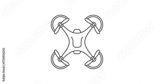 Simple line drawing of a quadcopter drone with four visible rotors