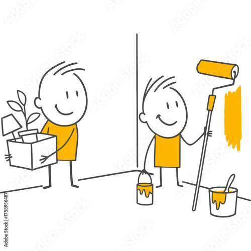 The Process of Changing Location and Renewing Personal Space Settling in with Boxes and Revitalizing the Room with New Colors.