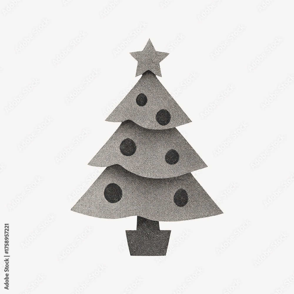 Fototapeta premium Minimalist glittery Christmas tree design.