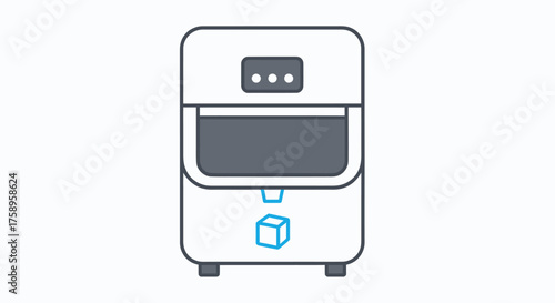 Modern White and Gray Electric Ice Cube Maker Machine.