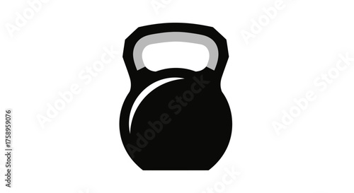 Black Kettlebell Weightlifting Icon for Fitness and Exercise.
