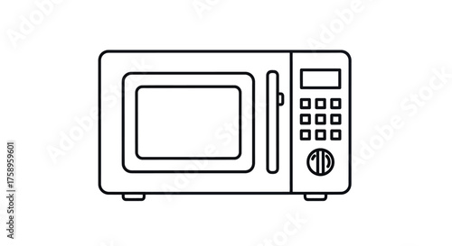 Simple Line Art Illustration of a Modern Microwave Oven.