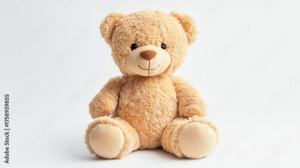 Fototapeta premium Cozy plush teddy bear toy radiating comfort and warmth against a white background