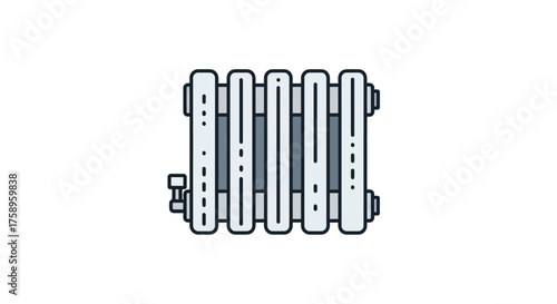 Classic Cast Iron Radiator Heating System Icon Illustration.