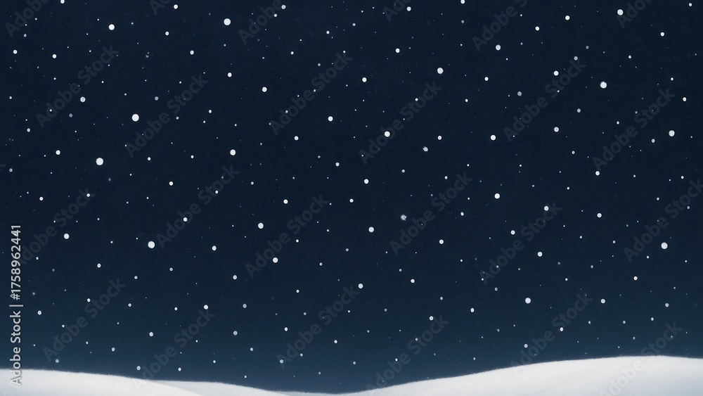 Fototapeta premium Peaceful snowy night sky illustration.
