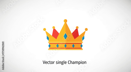 Golden Crown with Red and Blue Jewels Symbol of Royalty and Victory.