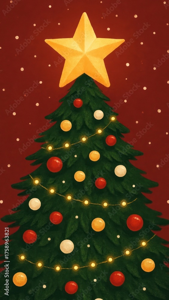 Obraz premium Festive Christmas tree illustration.