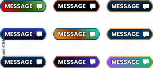 Call To Action Buttons Message Buttons Collection Vibrant Web Communication Elements Engaging Chat Icons Colorful Gradient Buttons for User Interaction.