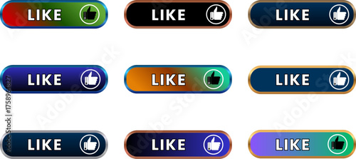 Call To Action Buttons Like Buttons Set UIUX Design Elements Website Social Media App Interface Design Variety Colors Flat Style Icon Display.