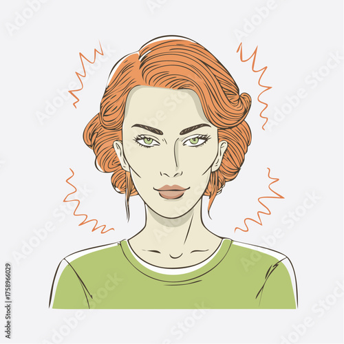 female tech pioneer one-line tracery editorial portrait