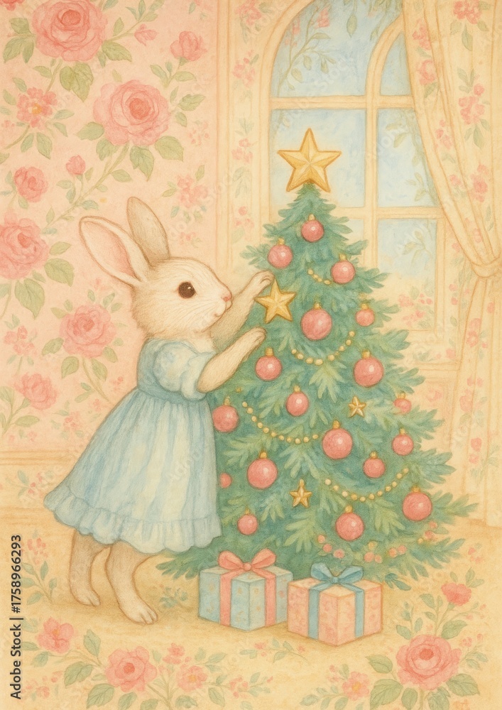 Obraz premium Charming festive rabbit illustration