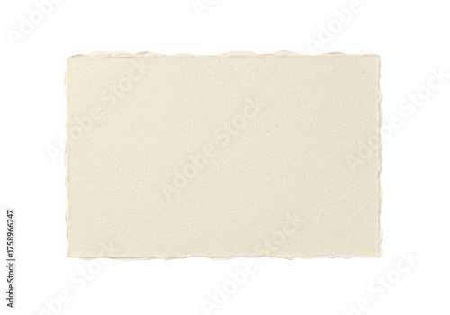 Rough handmade paper texture isolated PNG, natural off-white cardstock with deckle edges for graphic design and creative projects