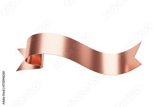 Elegant rose gold ribbon banner isolated PNG, decorative scroll design element for graphic design and festive celebrations on transparent background