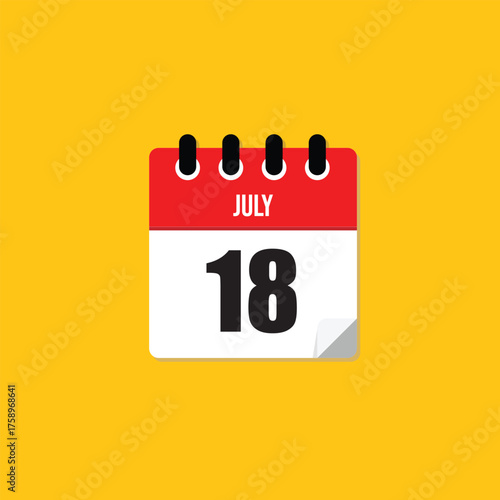 July 18 Calendar Date Icon