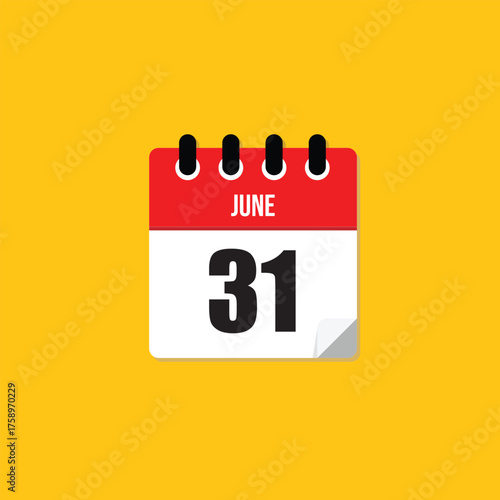 June 31st Date Calendar Icon