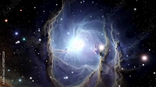 Cosmic nebula glowing in deep space with birthing stars for a sci-fi background