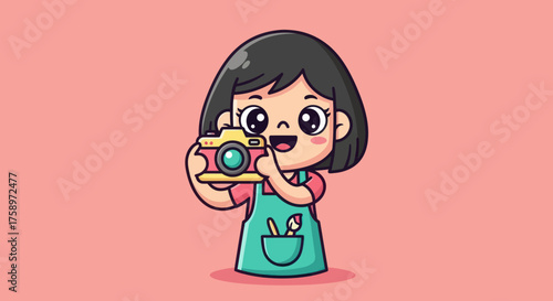 Cartoon girl holding camera